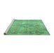 Sideview of Machine Washable Persian Turquoise Traditional Area Rugs, wshtr4143turq