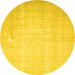 Round Machine Washable Persian Yellow Traditional Rug, wshtr4144yw