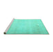 Sideview of Machine Washable Persian Turquoise Traditional Area Rugs, wshtr4144turq
