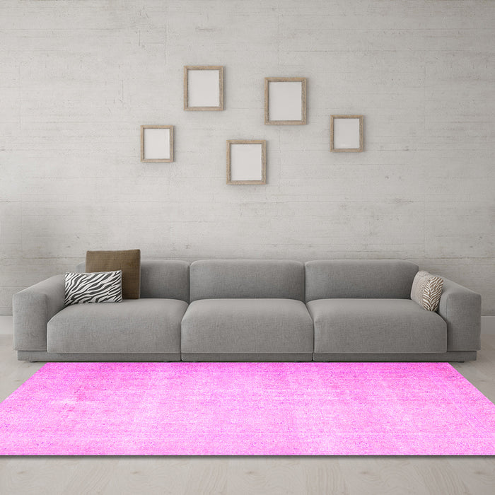 Machine Washable Persian Pink Traditional Rug in a Living Room, wshtr4144pnk