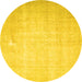 Round Persian Yellow Traditional Rug, tr4144yw