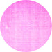 Round Machine Washable Persian Pink Traditional Rug, wshtr4144pnk