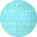 Round Persian Light Blue Traditional Rug, tr4144lblu