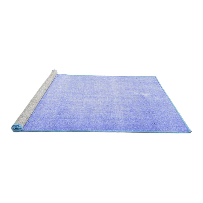 Sideview of Machine Washable Persian Blue Traditional Rug, wshtr4144blu