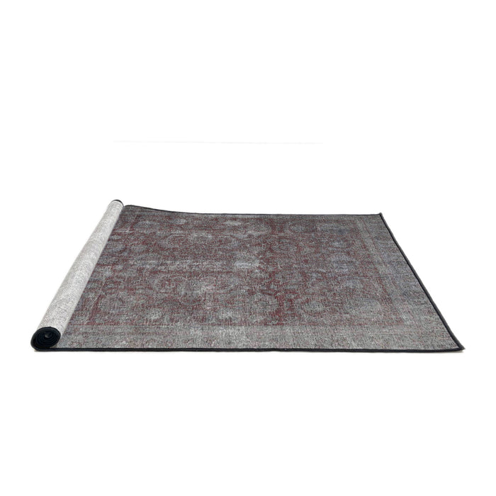 Sideview of Machine Washable Traditional Gunmetal Gray Rug, wshtr4145