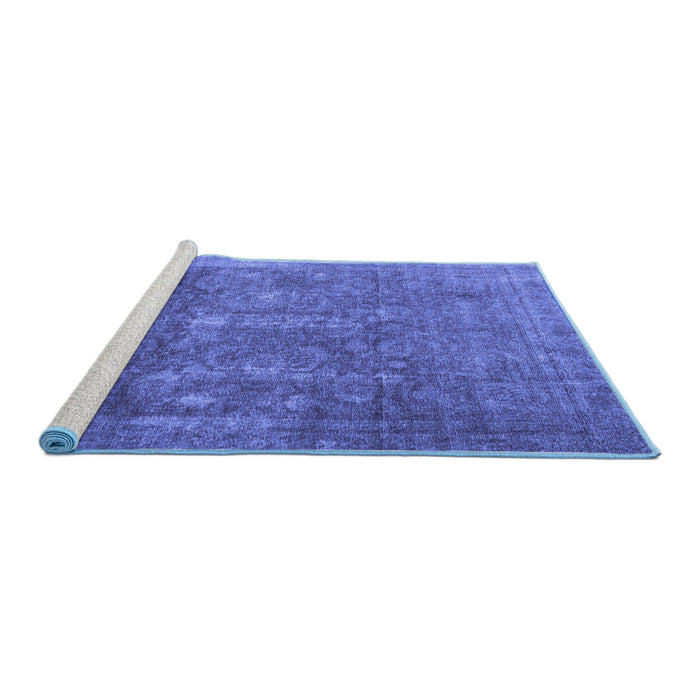 Sideview of Machine Washable Persian Blue Traditional Rug, wshtr4145blu