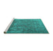 Sideview of Machine Washable Persian Turquoise Traditional Area Rugs, wshtr4145turq