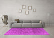 Machine Washable Persian Pink Traditional Rug in a Living Room, wshtr4145pnk