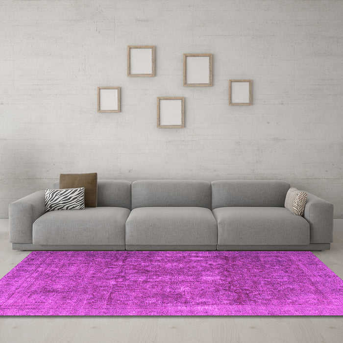 Machine Washable Persian Pink Traditional Rug in a Living Room, wshtr4145pnk