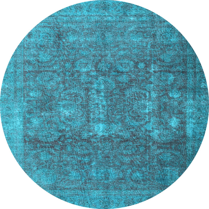 Round Machine Washable Persian Light Blue Traditional Rug, wshtr4145lblu