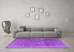 Machine Washable Persian Purple Traditional Area Rugs in a Living Room, wshtr4145pur