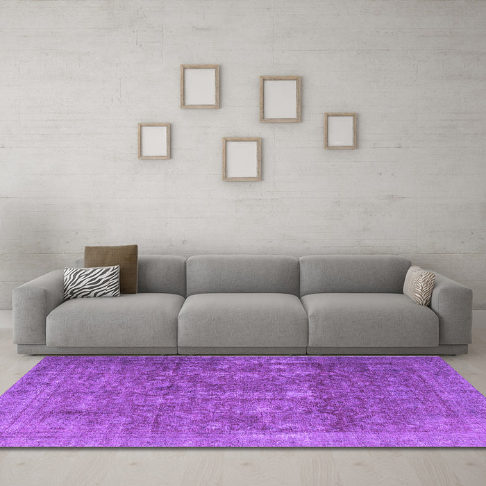 Machine Washable Persian Purple Traditional Area Rugs in a Living Room, wshtr4145pur