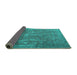 Sideview of Persian Turquoise Traditional Rug, tr4145turq