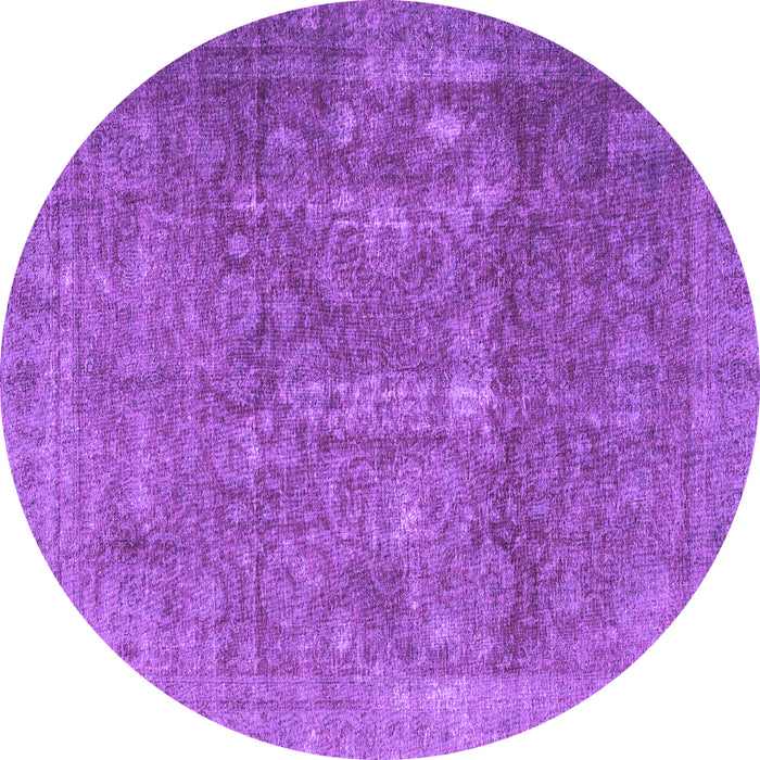 Round Machine Washable Persian Purple Traditional Area Rugs, wshtr4145pur