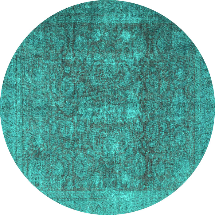 Round Machine Washable Persian Turquoise Traditional Area Rugs, wshtr4145turq