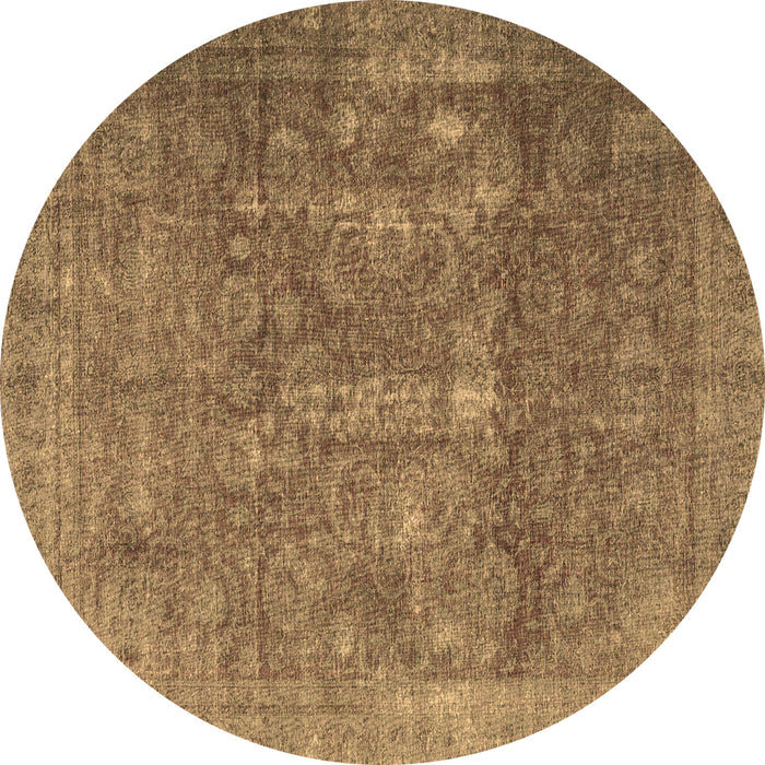 Round Machine Washable Persian Brown Traditional Rug, wshtr4145brn