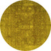 Round Persian Yellow Traditional Rug, tr4145yw