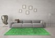 Machine Washable Persian Emerald Green Traditional Area Rugs in a Living Room,, wshtr4145emgrn