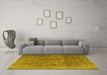 Machine Washable Persian Yellow Traditional Rug in a Living Room, wshtr4145yw