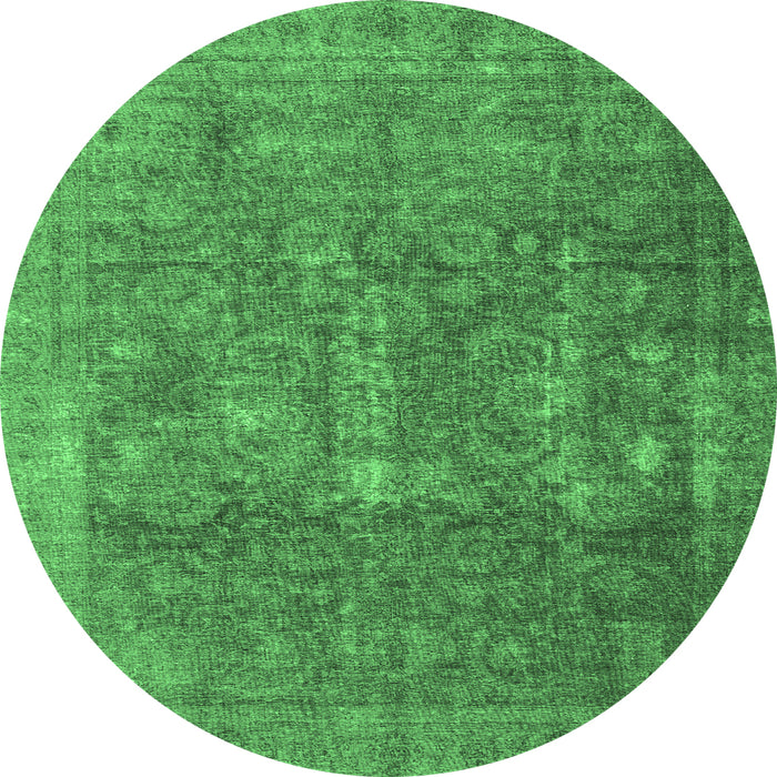 Round Persian Emerald Green Traditional Rug, tr4145emgrn