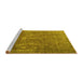 Sideview of Machine Washable Persian Yellow Traditional Rug, wshtr4145yw