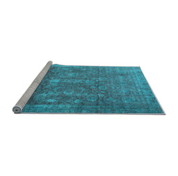 Sideview of Machine Washable Persian Light Blue Traditional Rug, wshtr4145lblu