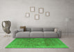 Machine Washable Persian Green Traditional Area Rugs in a Living Room,, wshtr4145grn