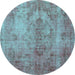 Round Persian Turquoise Bohemian Rug, tr4146turq