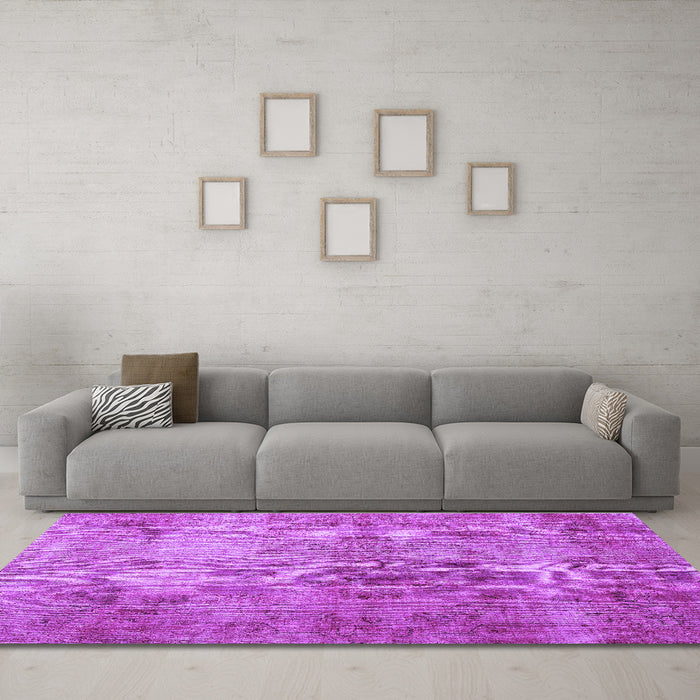 Machine Washable Persian Purple Bohemian Area Rugs in a Living Room, wshtr4146pur