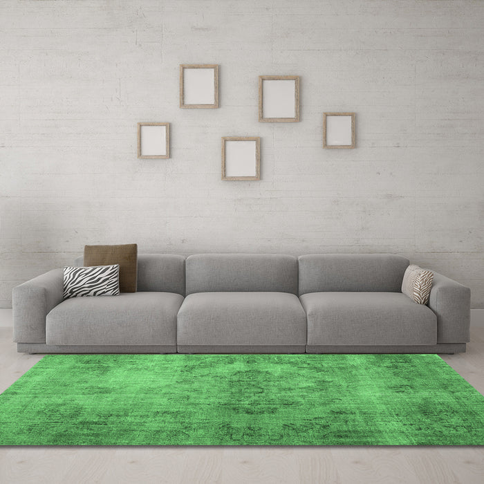 Machine Washable Persian Emerald Green Bohemian Area Rugs in a Living Room,, wshtr4146emgrn
