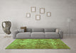 Machine Washable Persian Green Bohemian Area Rugs in a Living Room,, wshtr4146grn