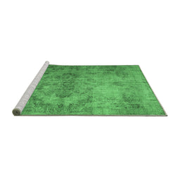 Sideview of Machine Washable Persian Emerald Green Bohemian Area Rugs, wshtr4146emgrn