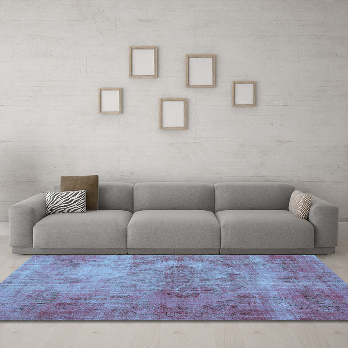 Machine Washable Persian Light Blue Bohemian Rug in a Living Room, wshtr4146lblu