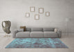 Machine Washable Persian Turquoise Bohemian Area Rugs in a Living Room,, wshtr4146turq