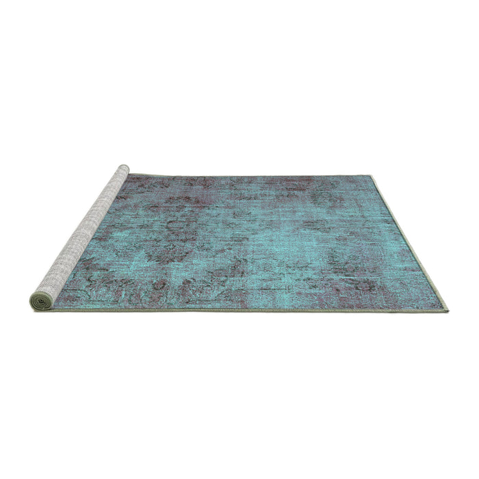 Sideview of Machine Washable Persian Turquoise Bohemian Area Rugs, wshtr4146turq