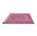 Sideview of Machine Washable Traditional HotPink Rug, wshtr4147