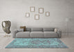 Machine Washable Persian Turquoise Traditional Area Rugs in a Living Room,, wshtr4147turq