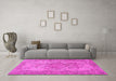 Machine Washable Persian Pink Traditional Rug in a Living Room, wshtr4147pnk