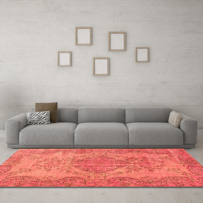 Machine Washable Persian Orange Traditional Area Rugs in a Living Room, wshtr4147org