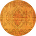 Round Machine Washable Persian Yellow Traditional Rug, wshtr4147yw