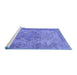 Sideview of Machine Washable Persian Blue Traditional Rug, wshtr4147blu