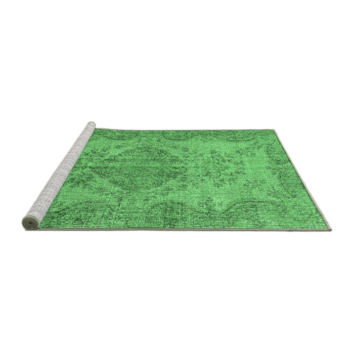Sideview of Machine Washable Persian Emerald Green Traditional Area Rugs, wshtr4147emgrn