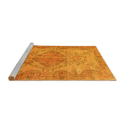 Sideview of Machine Washable Persian Yellow Traditional Rug, wshtr4147yw