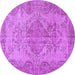 Round Machine Washable Persian Purple Traditional Area Rugs, wshtr4147pur