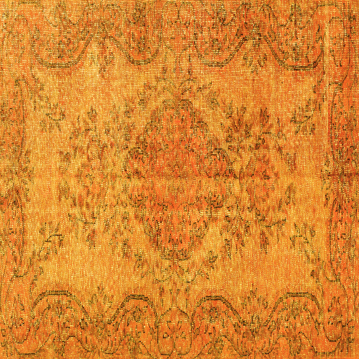 Square Machine Washable Persian Yellow Traditional Rug, wshtr4147yw