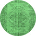 Round Persian Emerald Green Traditional Rug, tr4147emgrn