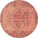 Round Persian Brown Traditional Rug, tr4147brn