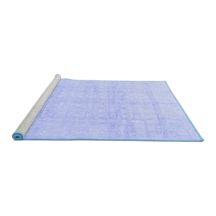Sideview of Machine Washable Persian Blue Traditional Rug, wshtr4148blu
