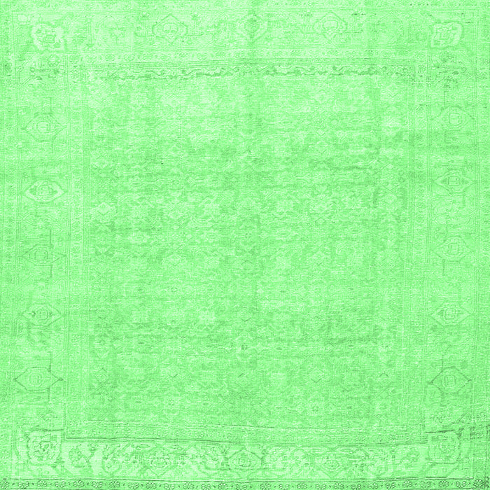 Square Machine Washable Persian Emerald Green Traditional Area Rugs, wshtr4148emgrn