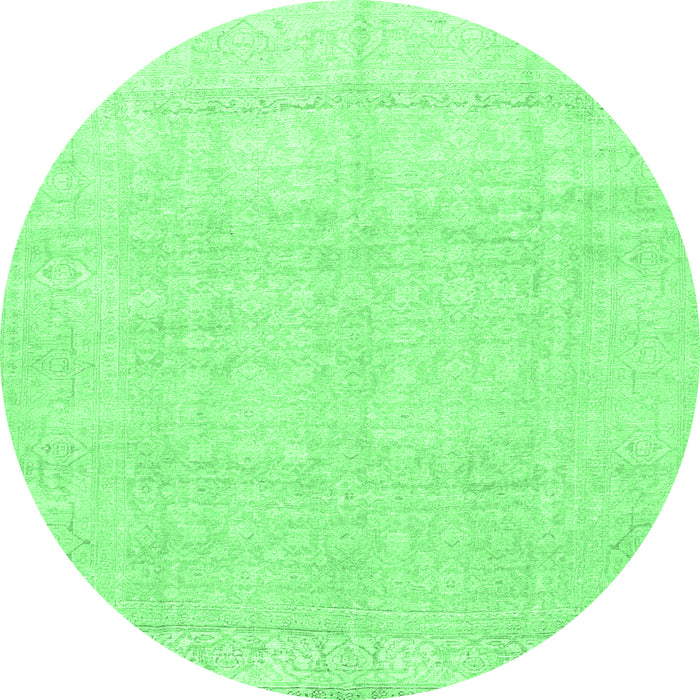 Round Machine Washable Persian Emerald Green Traditional Area Rugs, wshtr4148emgrn
